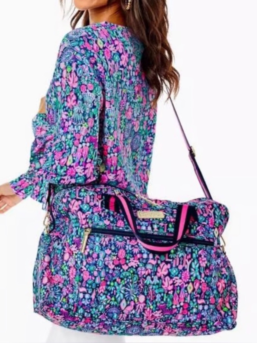 Lilly Pulitzer low tide navy Beale weekender